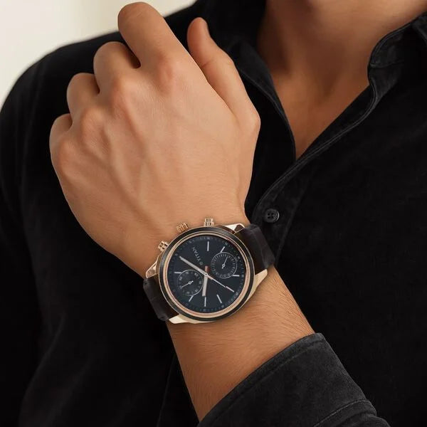 Titan Men’s Chronograph Watch – Black Dial with Brown Leather Strap (3-Month Warranty)