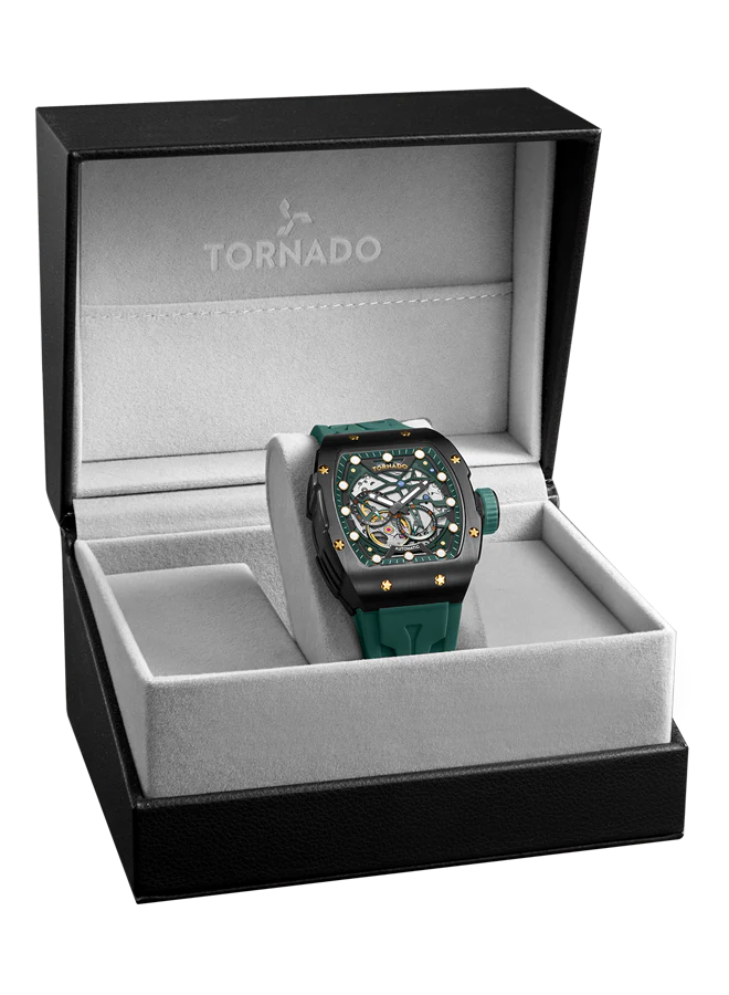 Tornado T24302-BSHB Automatic Skeleton Watch – Green & Black Edition (3-Month Warranty)