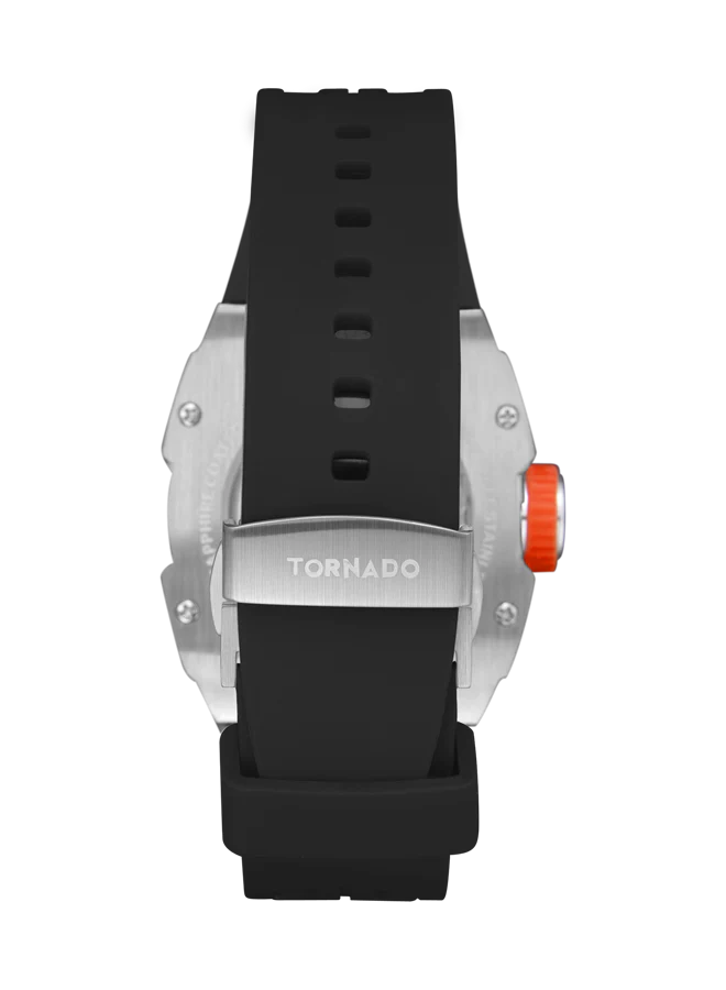 Tornado T24302-SSBB Automatic Skeleton Watch – Silver & Black (3-Month Warranty)