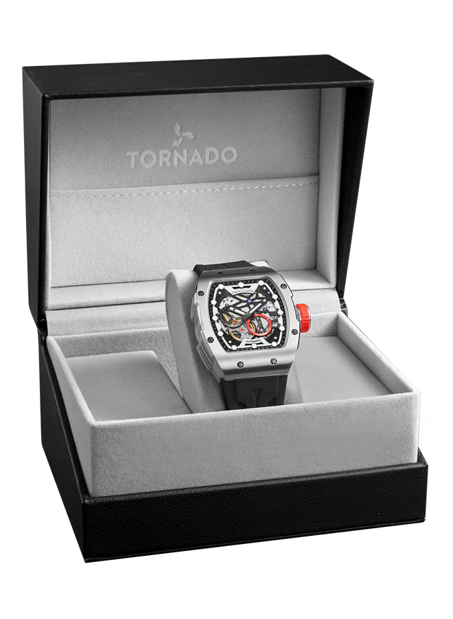 Tornado T24302-SSBB Automatic Skeleton Watch – Silver & Black (3-Month Warranty)