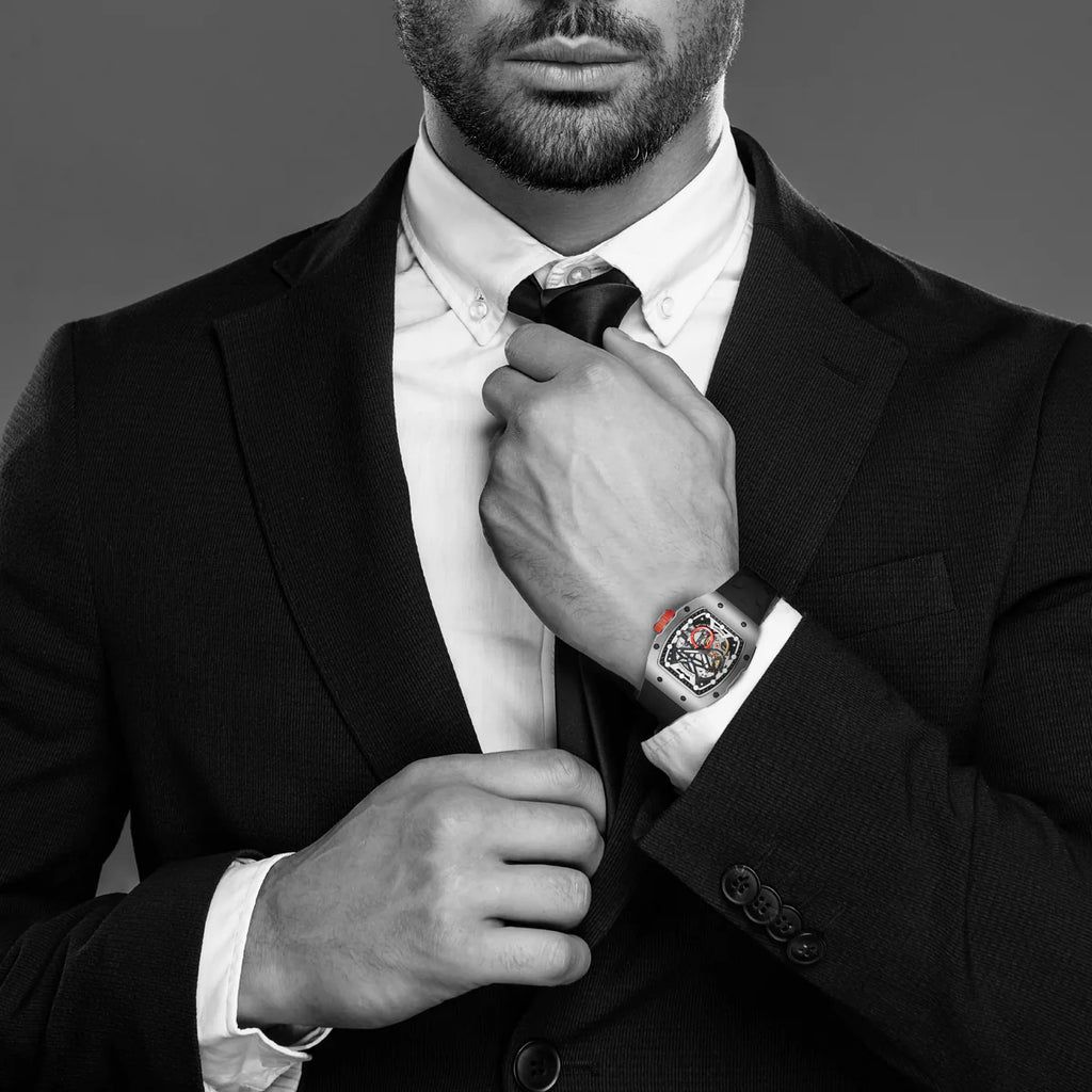 Tornado T24302-SSBB Automatic Skeleton Watch – Silver & Black (3-Month Warranty)