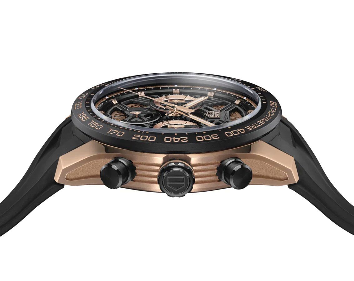TAG Heuer Carrera Chronograph – Skeleton Dial | Rose Gold & Black Edition (6-Month Warranty)