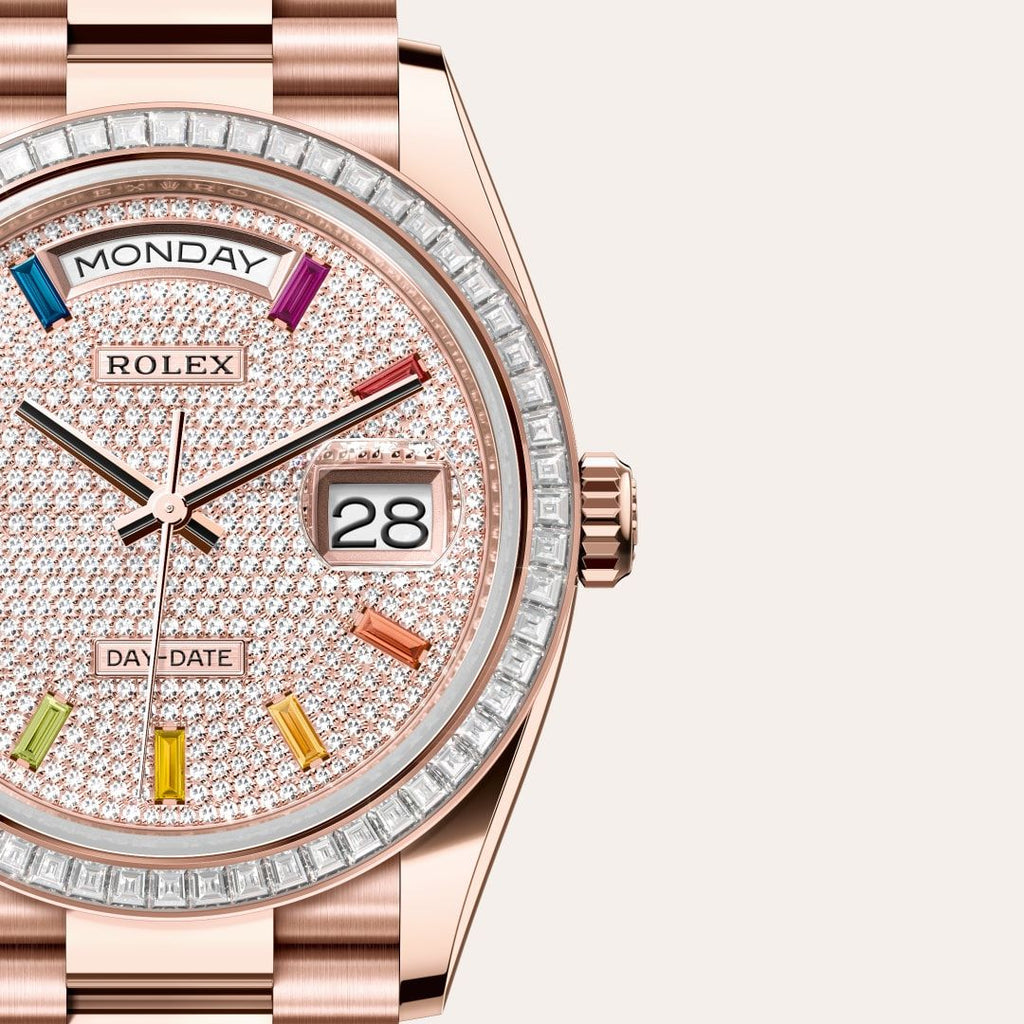 Rolex Day-Date 40 – Everose Gold with Rainbow Diamond Dial (9-Month Warranty)