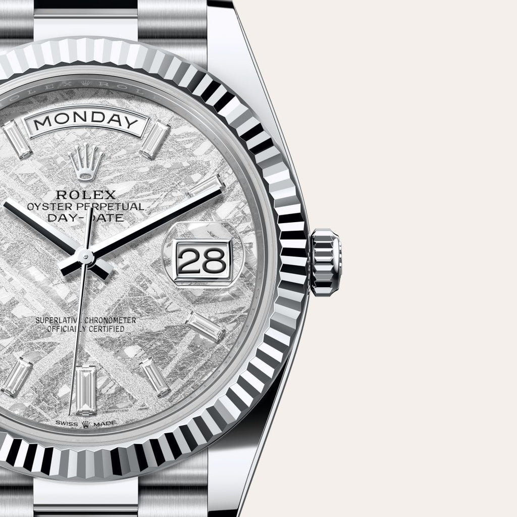 Rolex Oyster Perpetual Day-Date 40 – White Gold Meteorite Dial (9-Month Warranty)