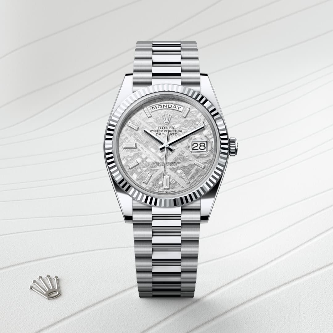 Rolex Oyster Perpetual Day-Date 40 – White Gold Meteorite Dial (9-Month Warranty)