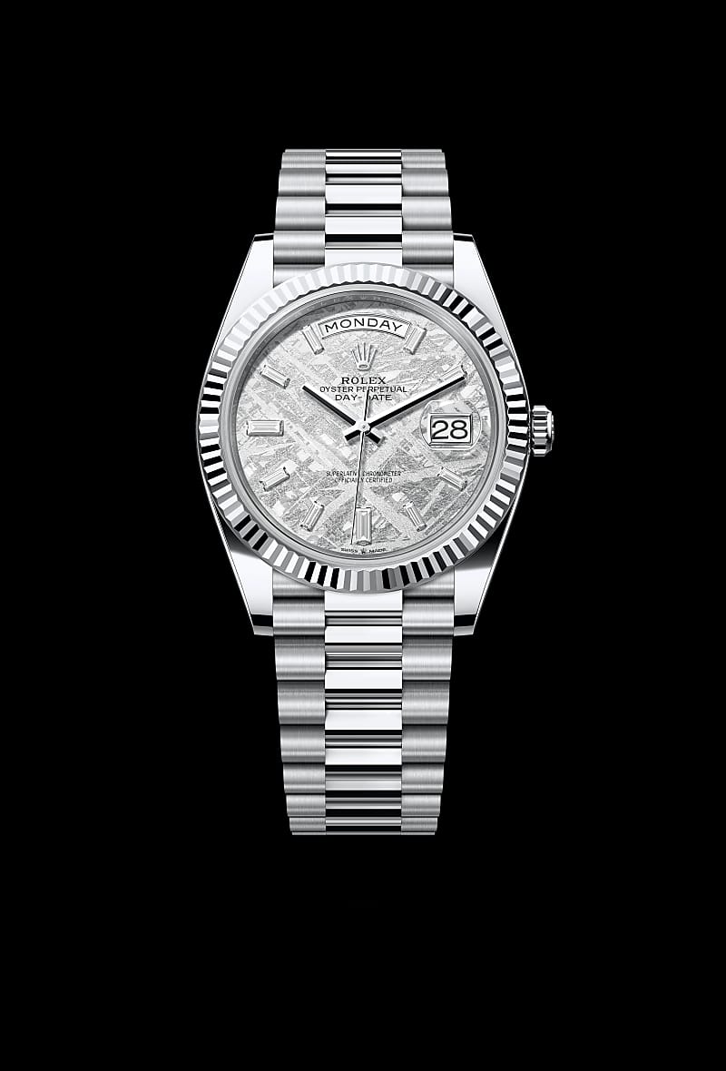 Rolex Oyster Perpetual Day-Date 40 – White Gold Meteorite Dial (9-Month Warranty)