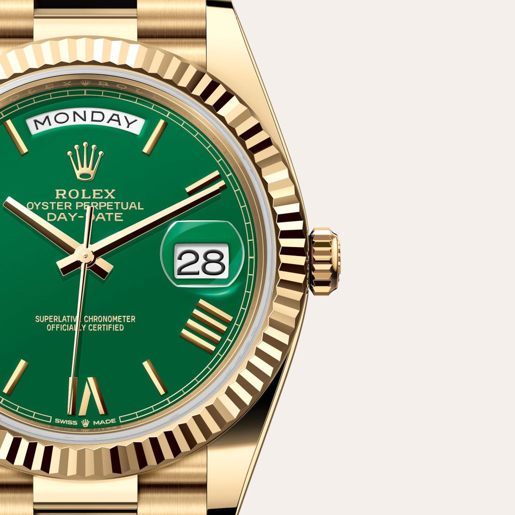Rolex Day-Date 40 – 18 ct Yellow Gold with Green Dial (9-Month Warranty)
