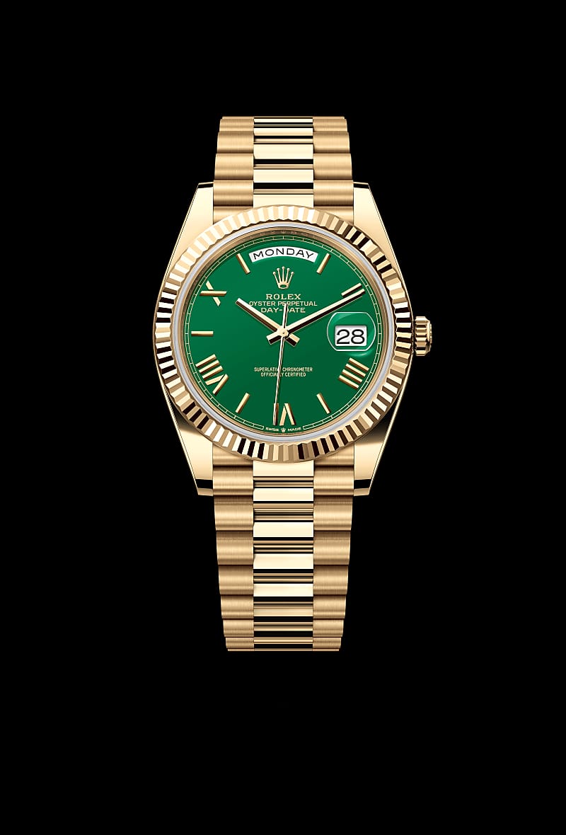 Rolex Day-Date 40 – 18 ct Yellow Gold with Green Dial (9-Month Warranty)