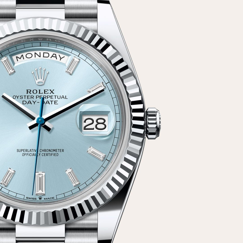 Rolex Oyster Perpetual Day-Date 40 – Platinum with Ice Blue Dial (9-Month Warranty)