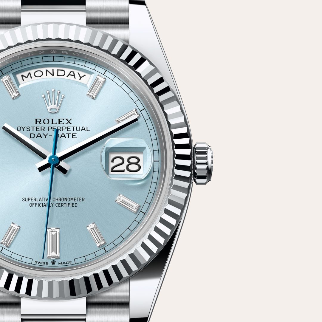 Rolex Oyster Perpetual Day-Date 40 – Platinum with Ice Blue Dial (9-Month Warranty)