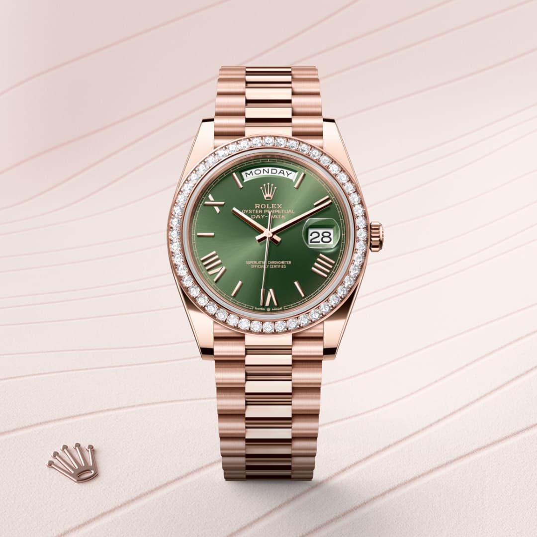 Rolex Day-Date 40 – Everose Gold with Green Dial (9-Month Warranty)