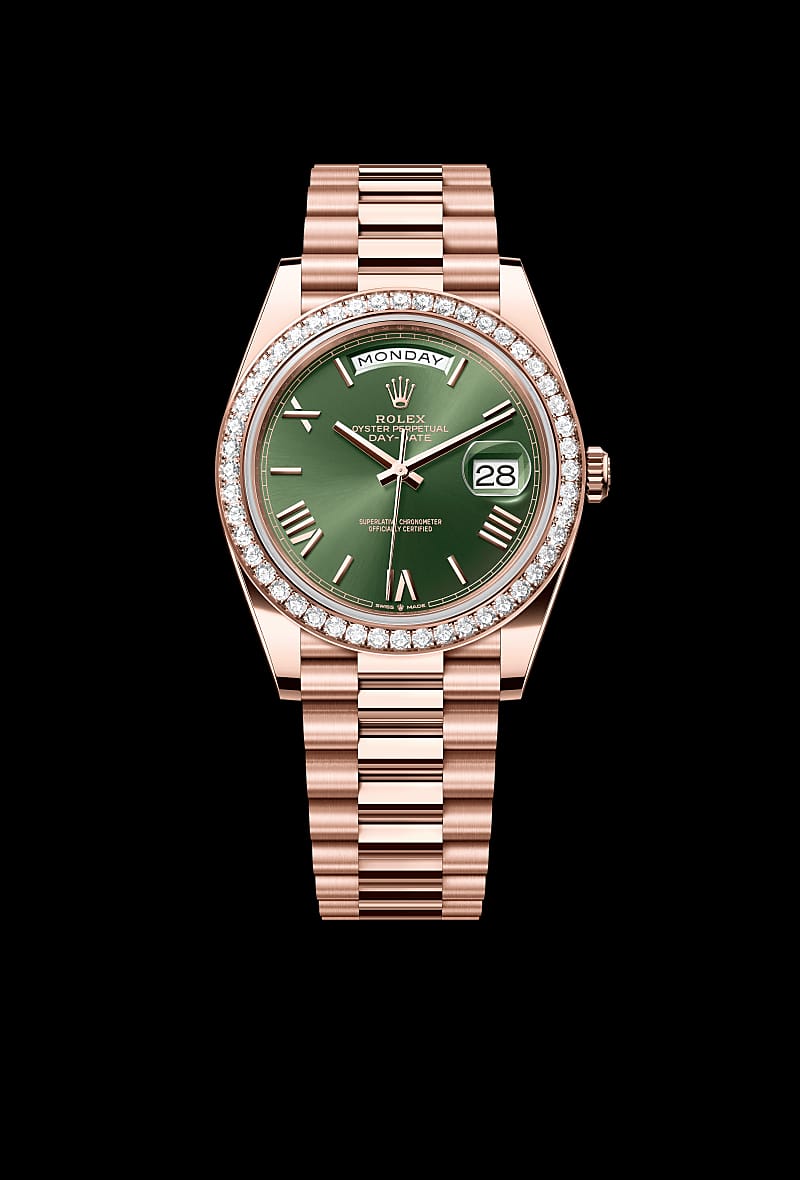 Rolex Day-Date 40 – Everose Gold with Green Dial (9-Month Warranty)