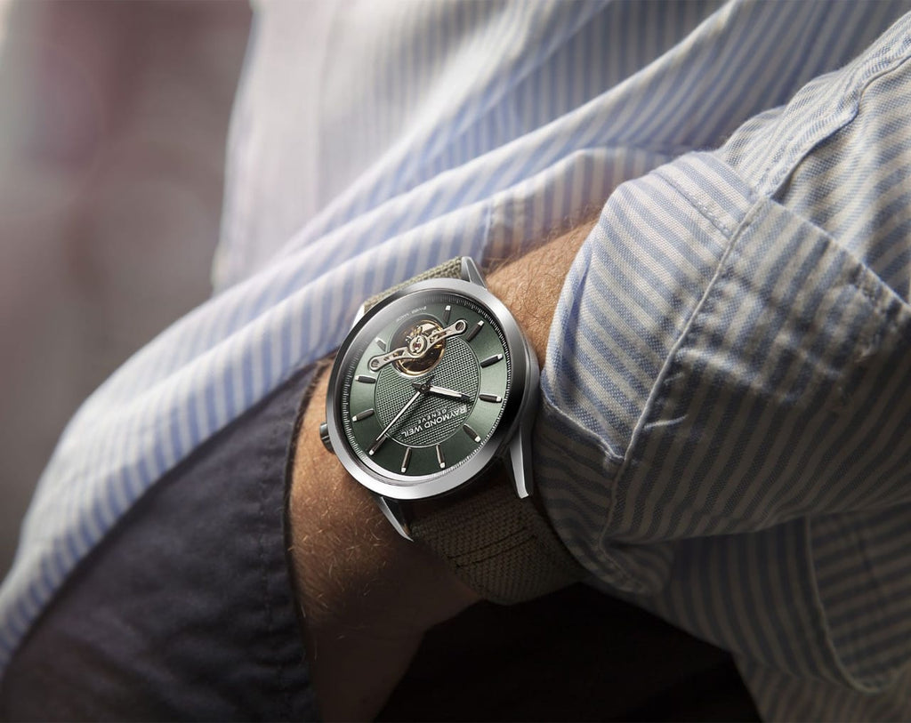 Raymond Weil Freelancer Automatic Open Heart Green Dial Men’s Watch (6-Month Warranty)